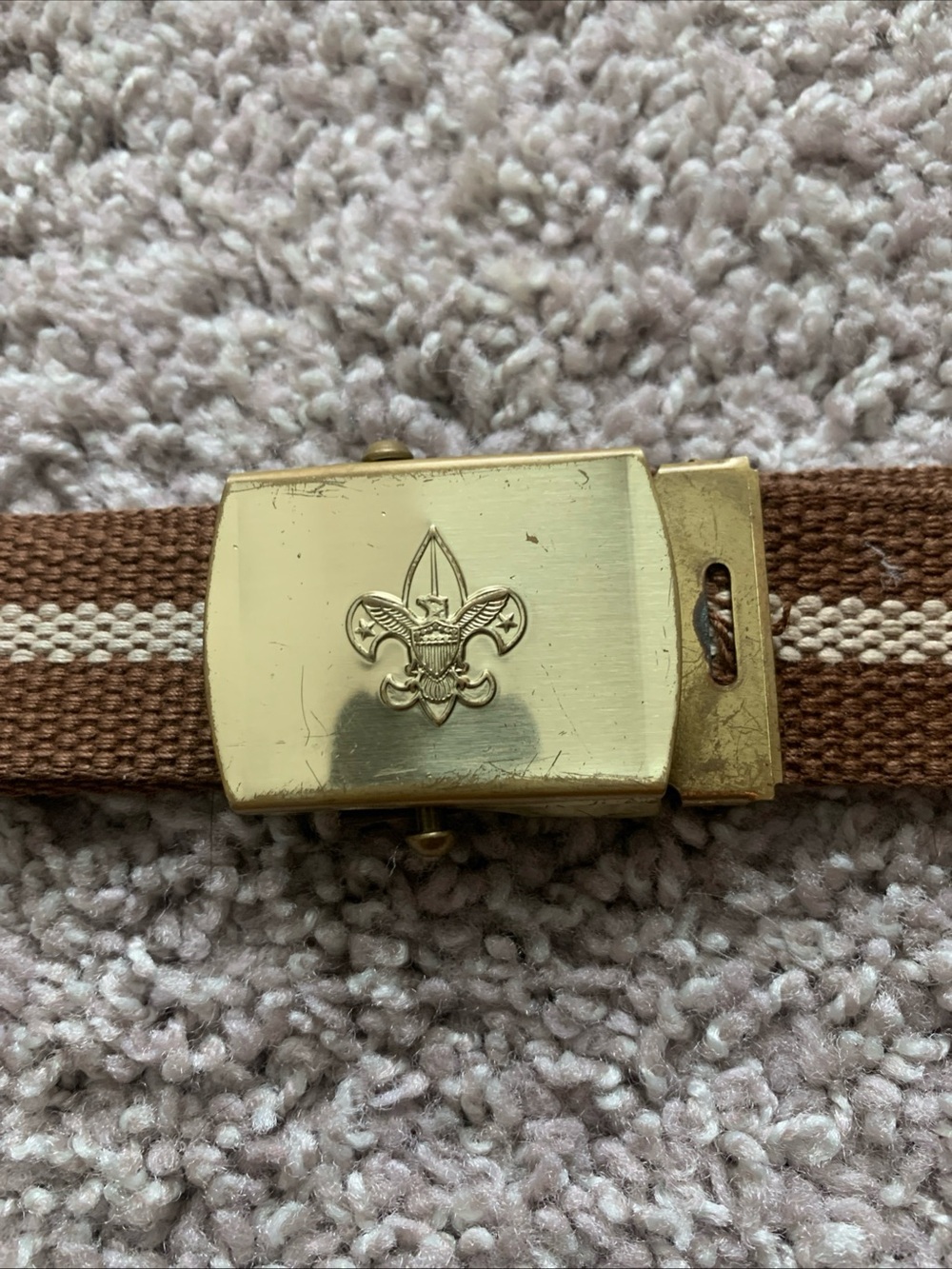 Vintage Boy Scouts Brown Belt with Brass Buckle 44" Made in USA